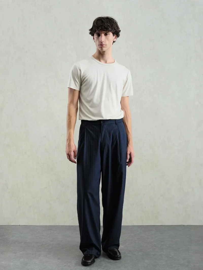 Giesto GIESTO Pleated Striped Gabardine Pants